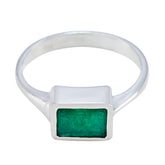 Rosa Green Solitaire Ring in Sterling Silver Indian Emerald Green